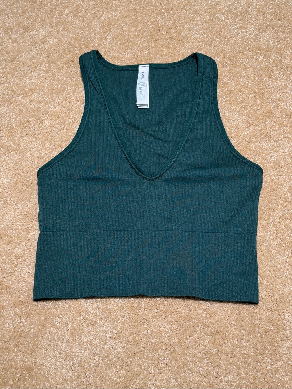 Athleta Ribbed ‘AURORA’ V-Neck Cropped Tank Top - Forest green